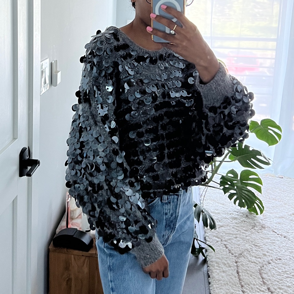 Gray Sequin Sweater